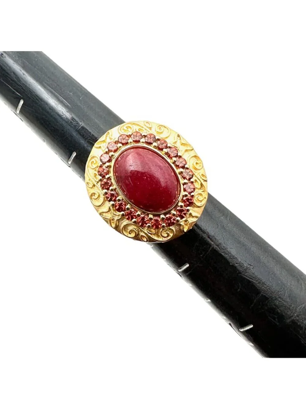 HSN Technibond Womans Ring Ruby Garnet Gold Over Sterling Silver Size 5 Petite